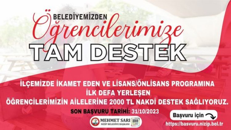 Nizip Belediyesi bu yılda üniversite öğrencilerini unutmadı