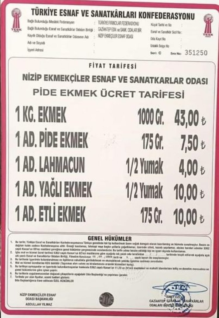 Nizip'te ekmeğe zamNizip'te